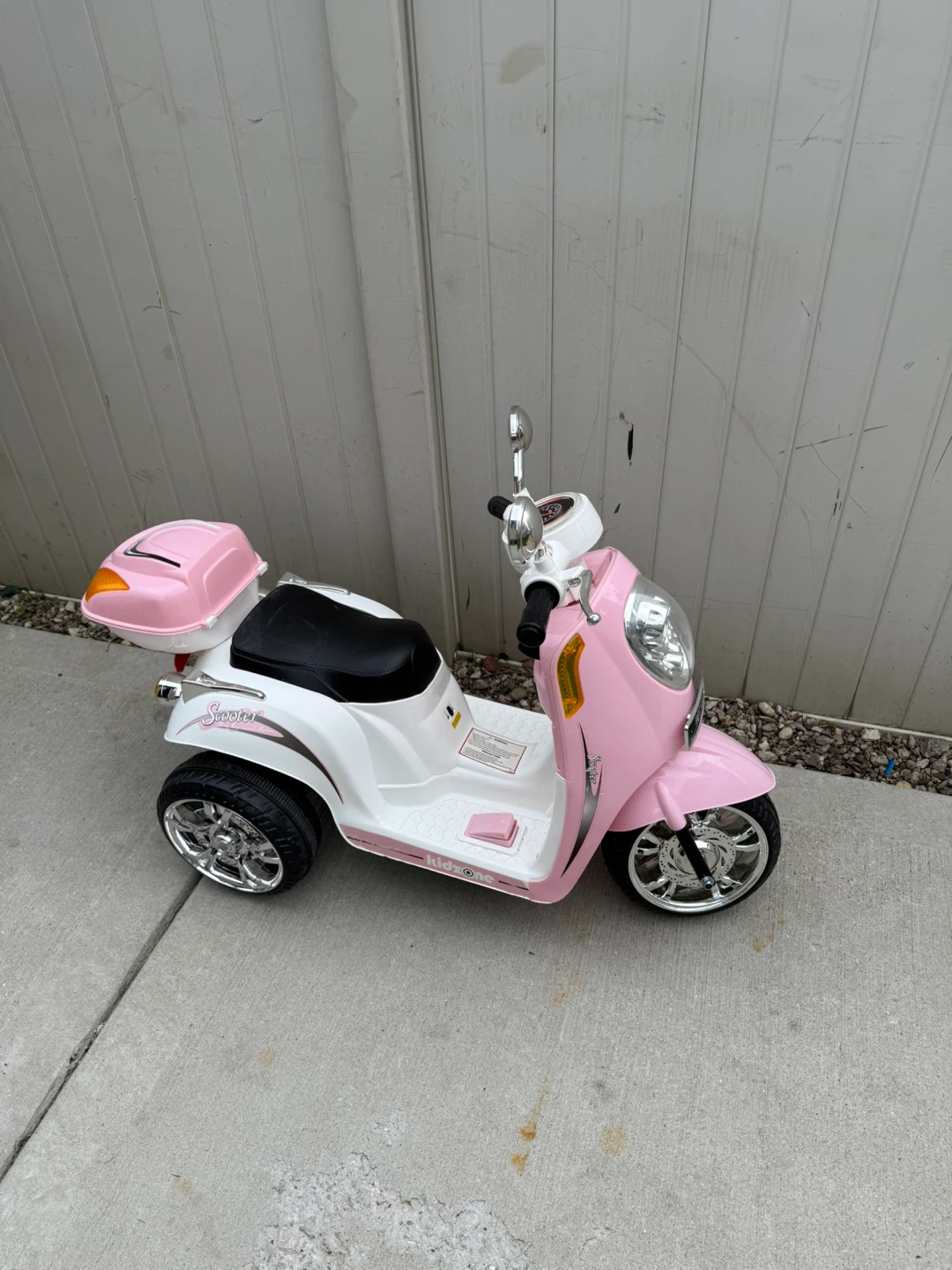 Pink and White Electric Ride-On Scooter for Kids