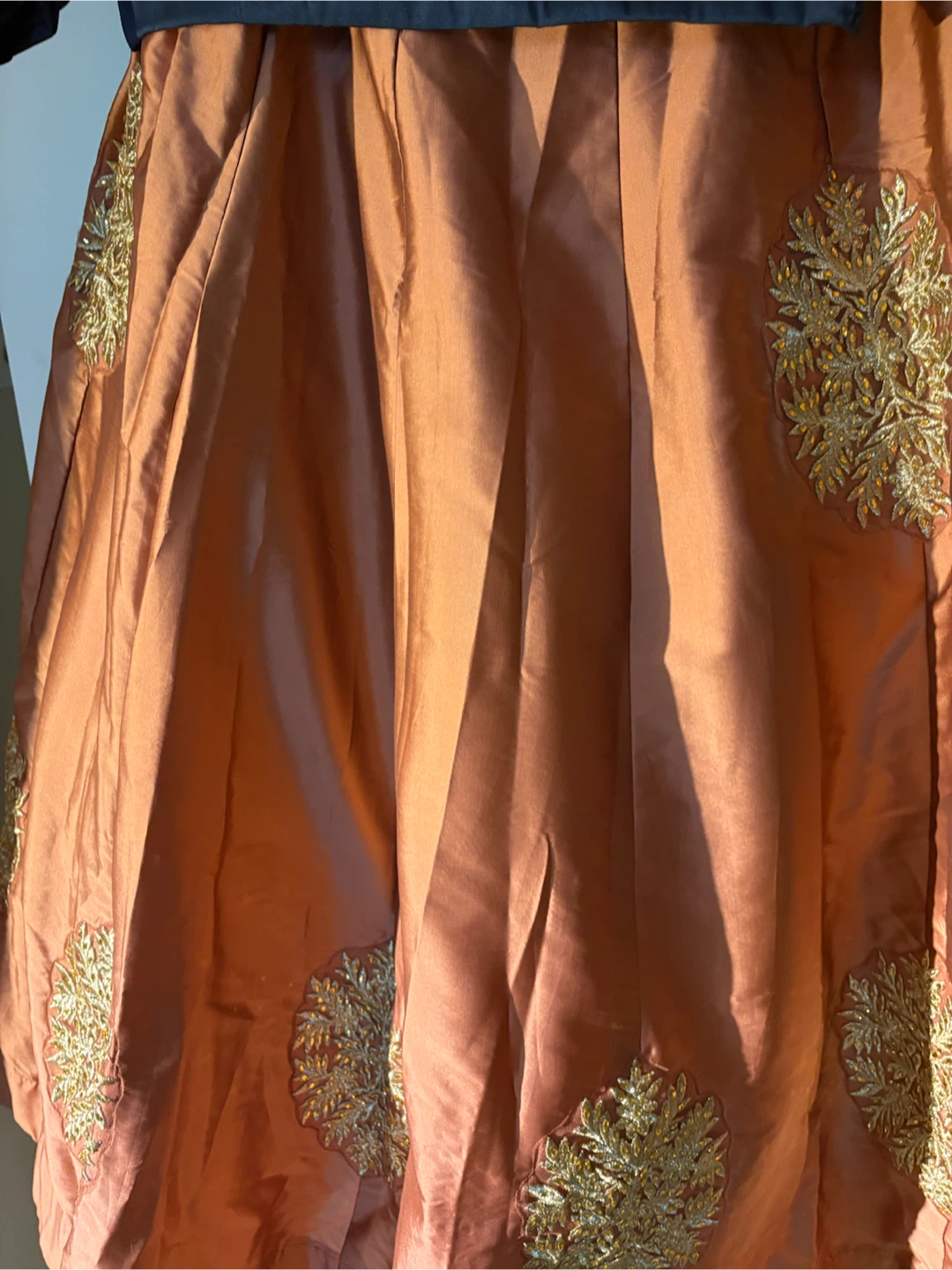 Royal Blue and Peach Embroidered Lehenga Choli - photo 3