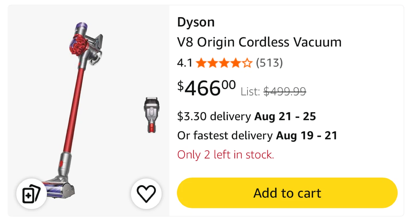 Dyson V8 Cordless Vacuum + Attachments