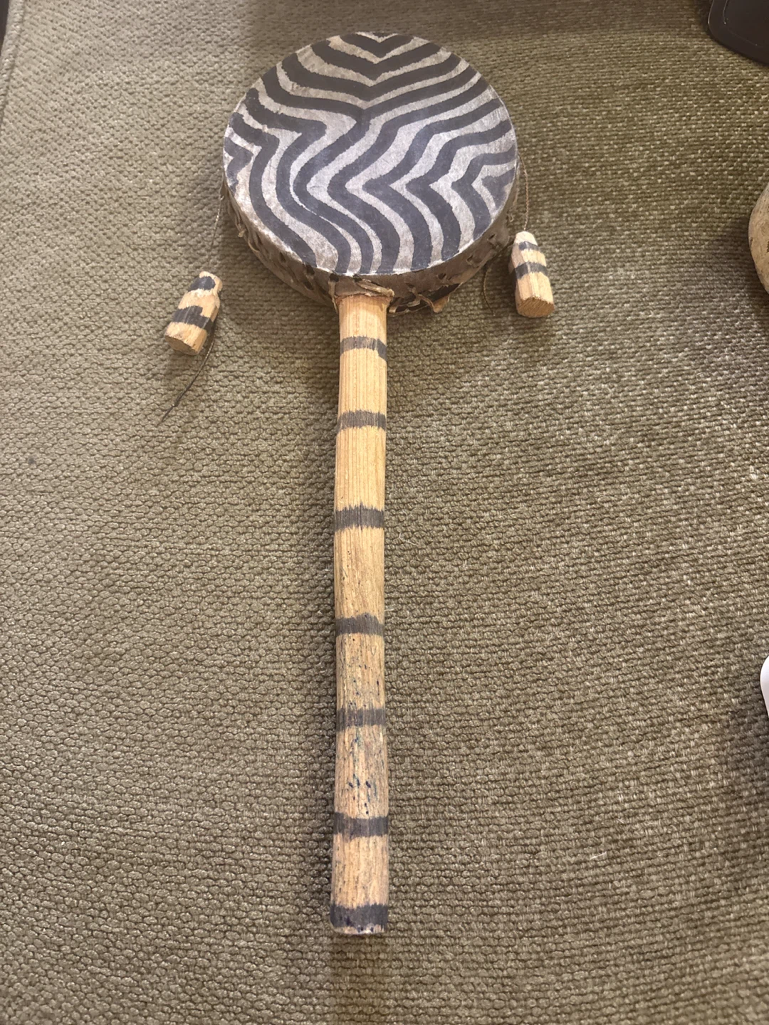 Handmade Drum with Zebra Pattern