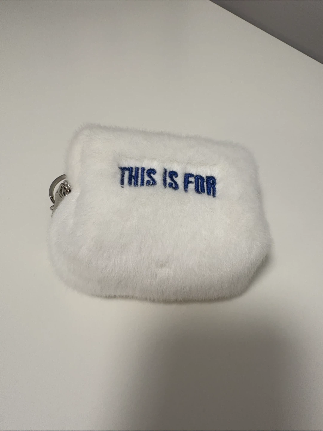 Twice White Fuzzy Pouch with Keychain