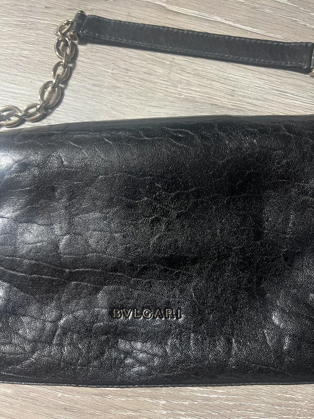 Bvlgari Black Leather Clutch with Chain Strap - photo 3