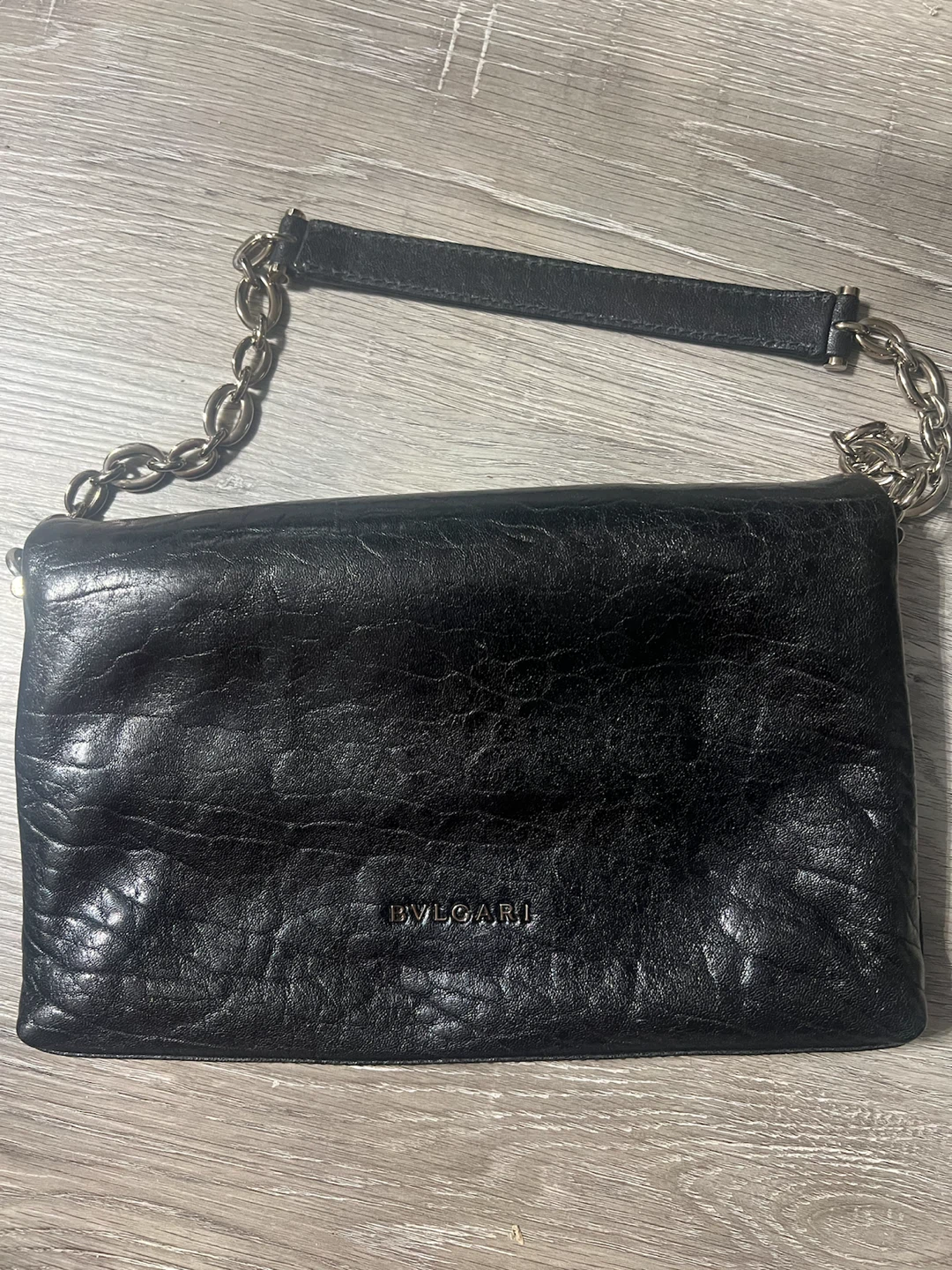 Bvlgari Black Leather Clutch with Chain Strap - photo 4