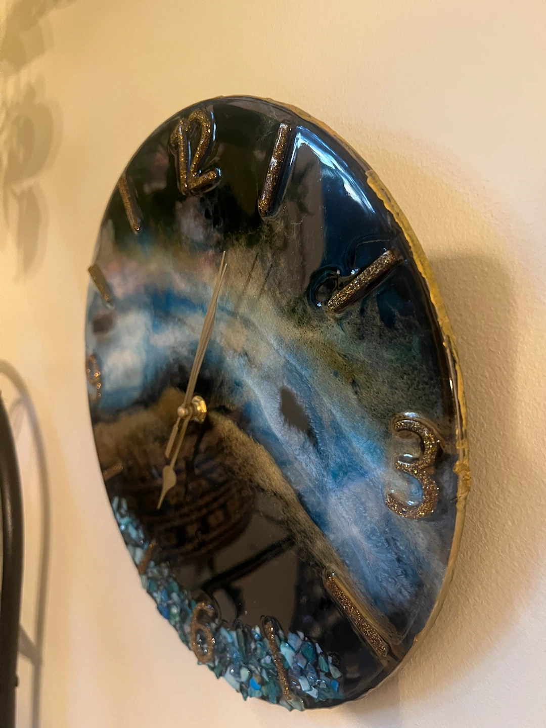 Resin Wall Clock with Ocean/Galaxy Design