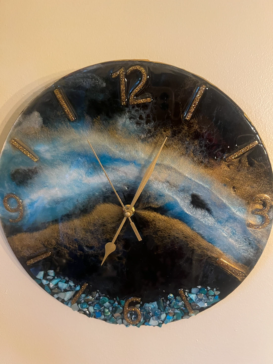 Resin Wall Clock with Ocean/Galaxy Design - photo 2