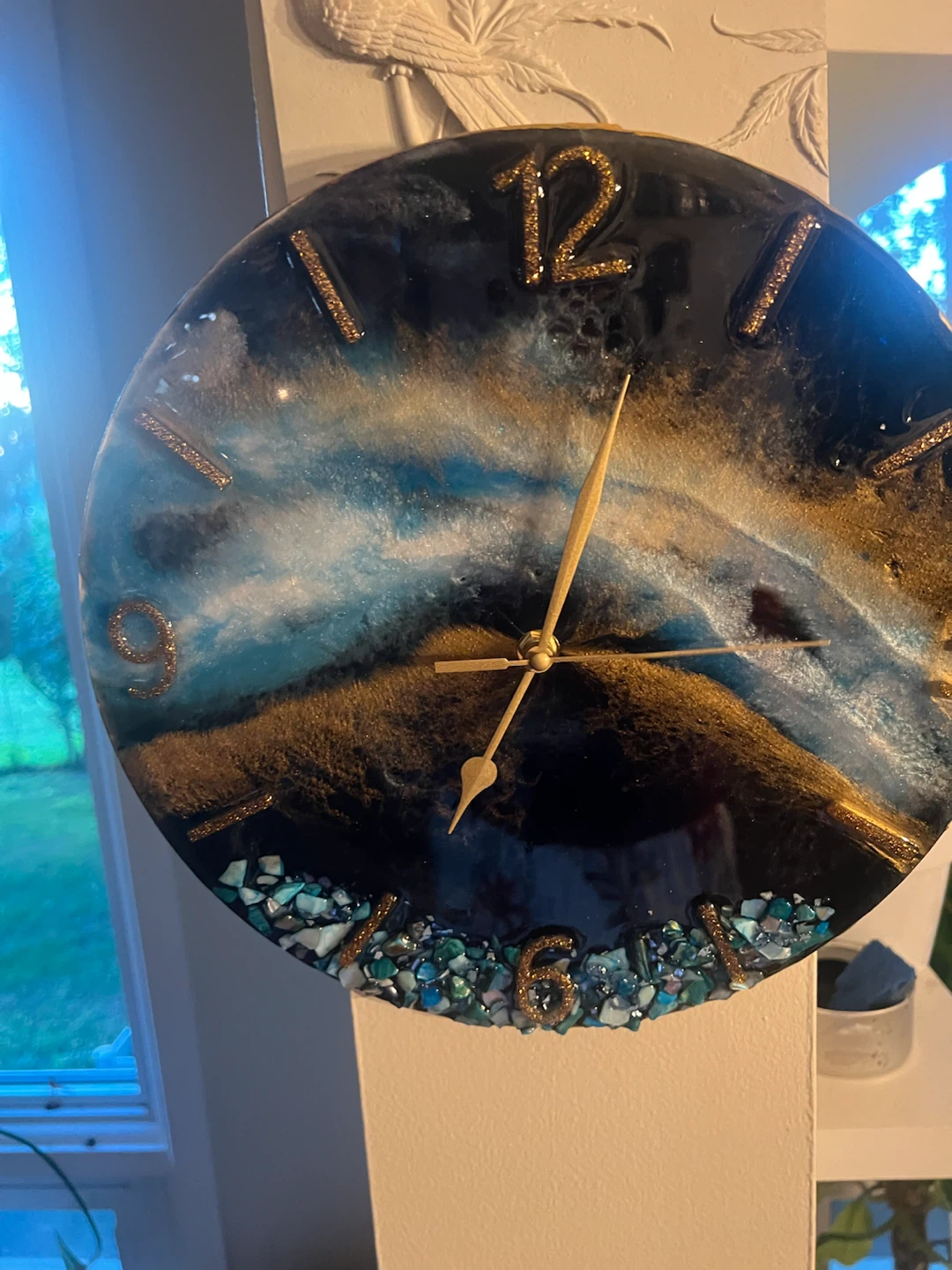 Resin Wall Clock with Ocean/Galaxy Design - photo 3