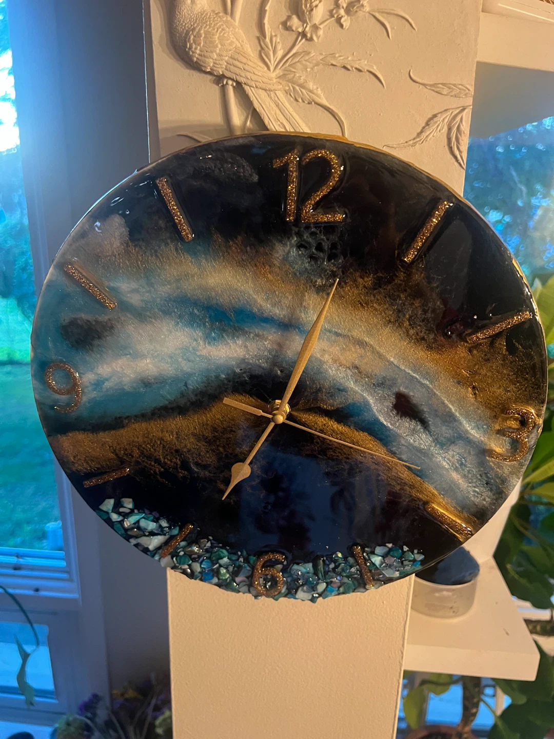 Resin Wall Clock with Ocean/Galaxy Design - photo 4