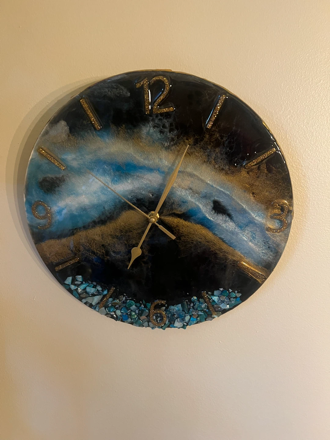 Resin Wall Clock with Ocean/Galaxy Design - photo 5