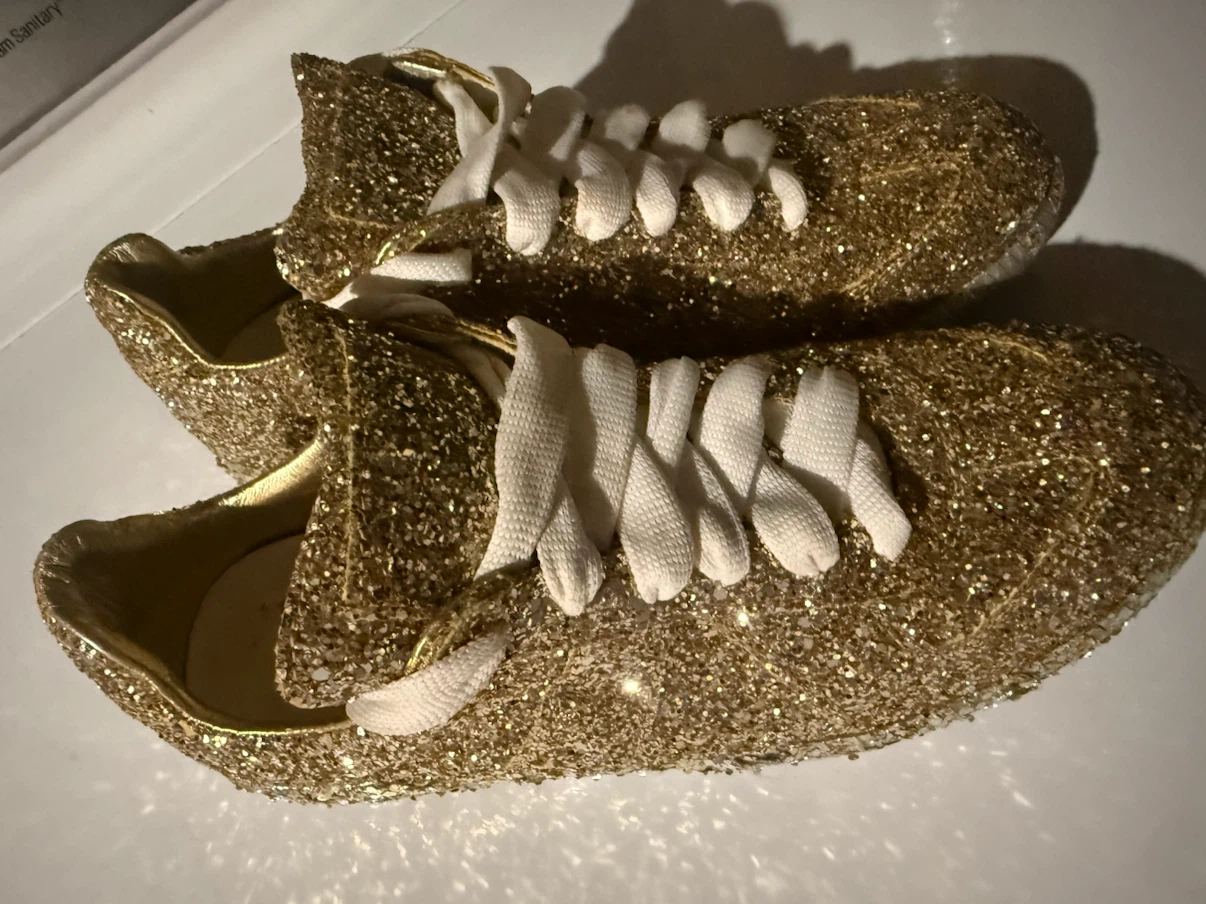 Maison Margiela Replica Gold Glitter Sneakers Size 40