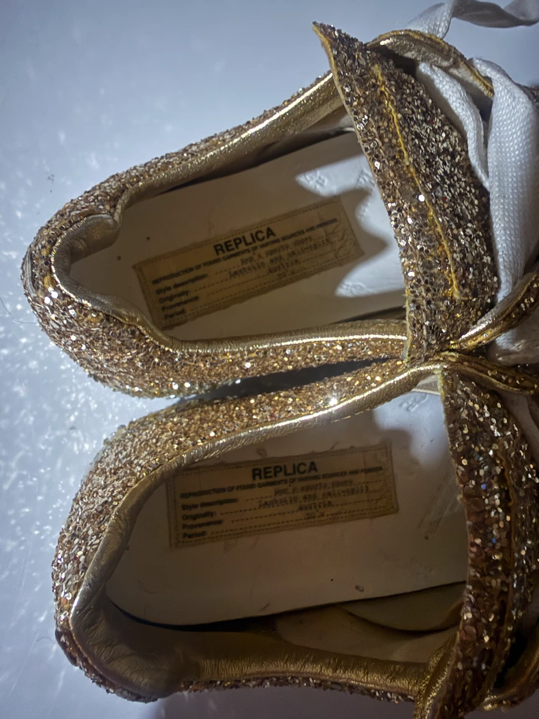 Maison Margiela Replica Gold Glitter Sneakers Size 40 - photo 2