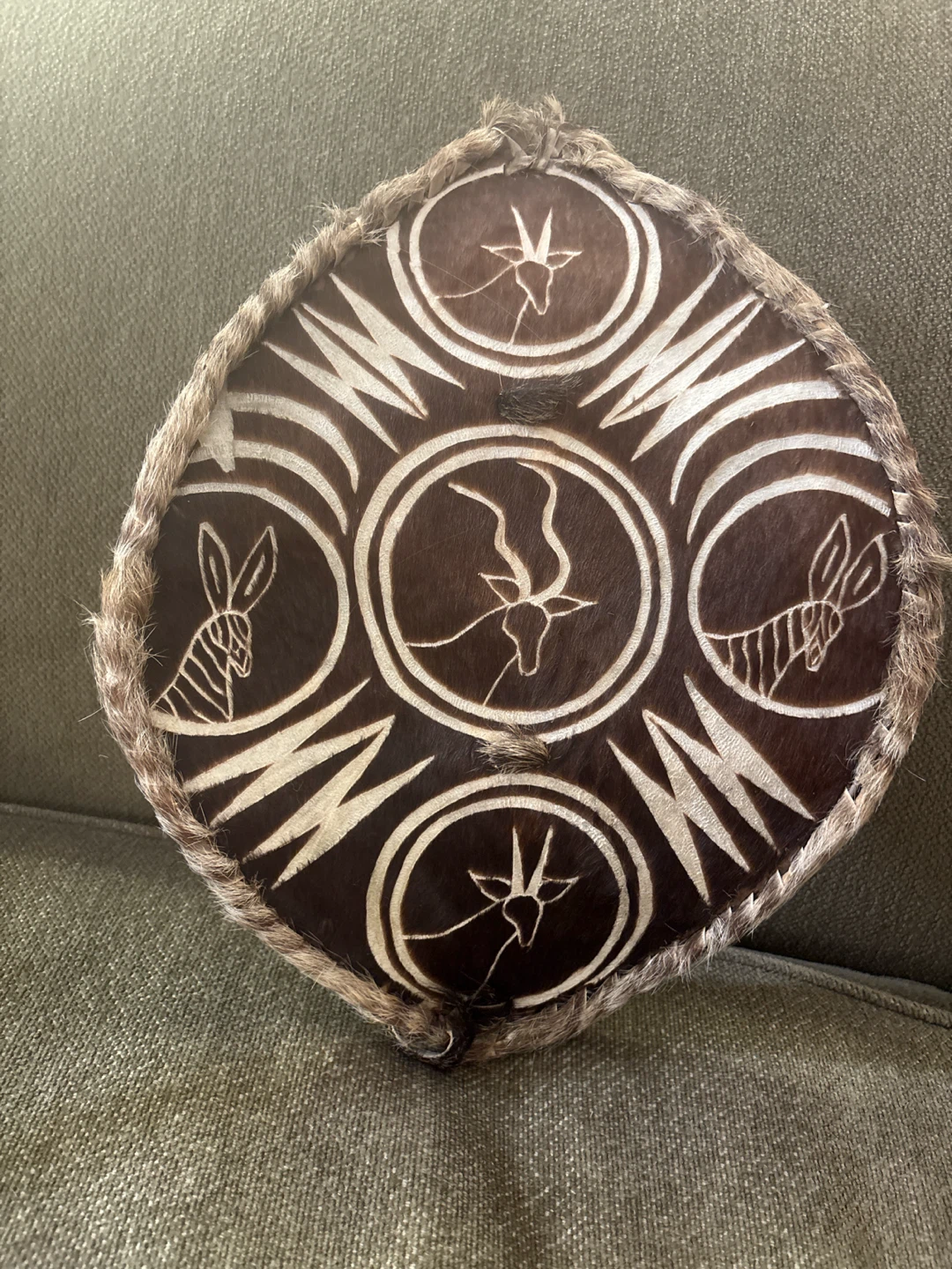 Decorative African Shield with Animal Motifs