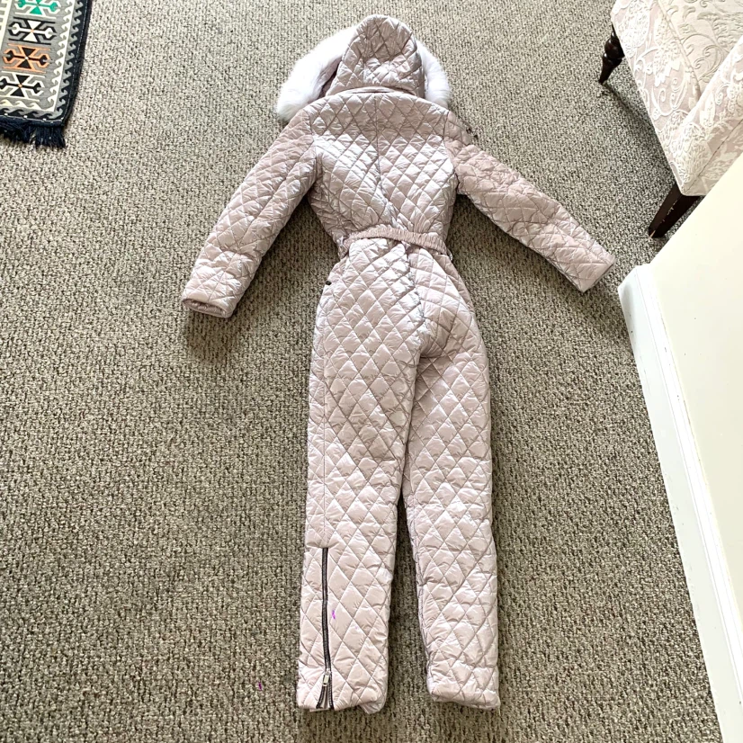 Premium Womens Quilted Snowsuit Ski Suit Fur Hood Small Domenica - photo 2