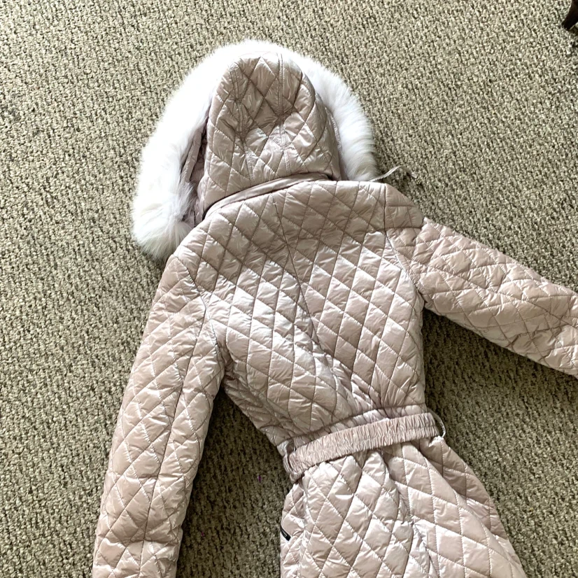 Premium Womens Quilted Snowsuit Ski Suit Fur Hood Small Domenica - photo 3