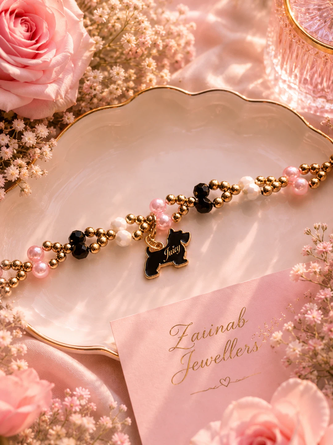 Handmade Juicy Couture Dog Charm Bracelet