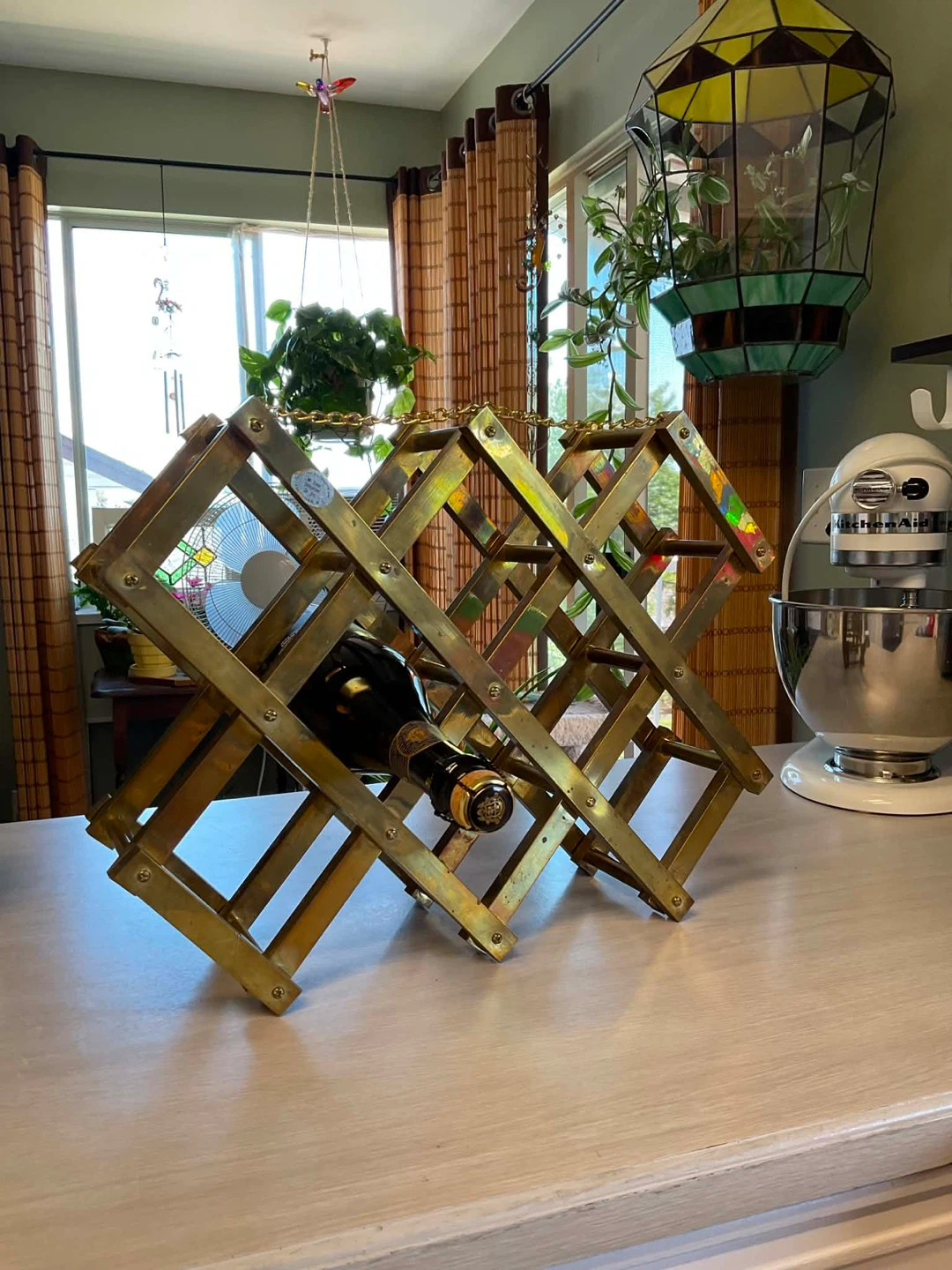 Vintage MCM Brass Folding Wine Rack