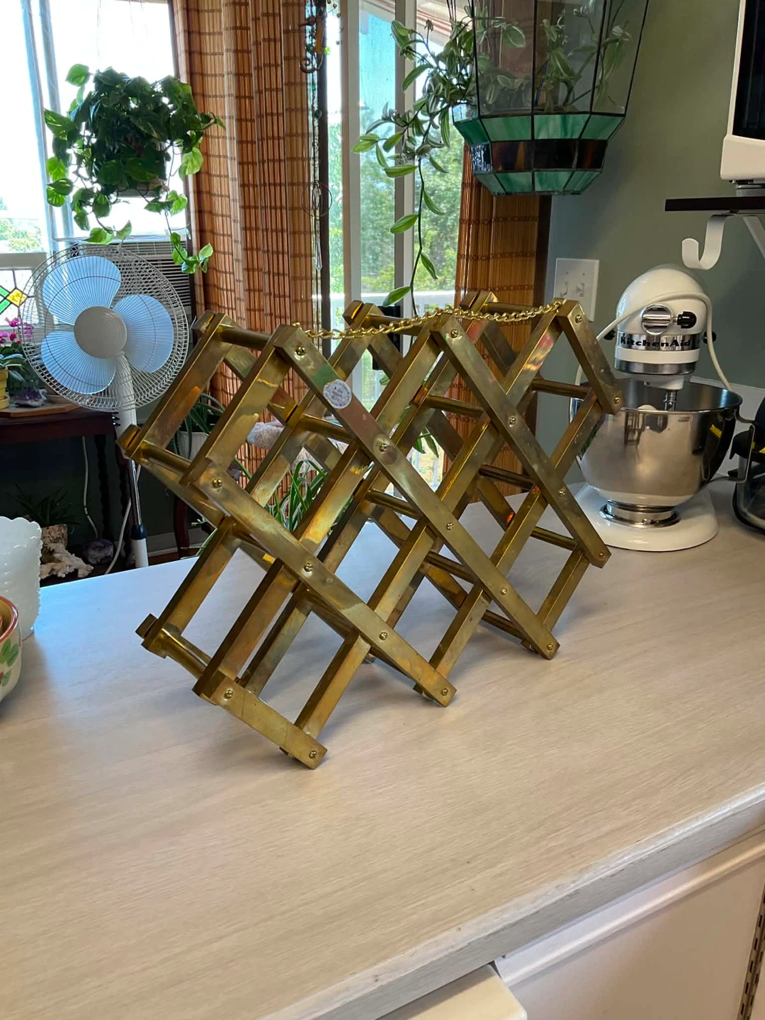 Vintage MCM Brass Folding Wine Rack - photo 2