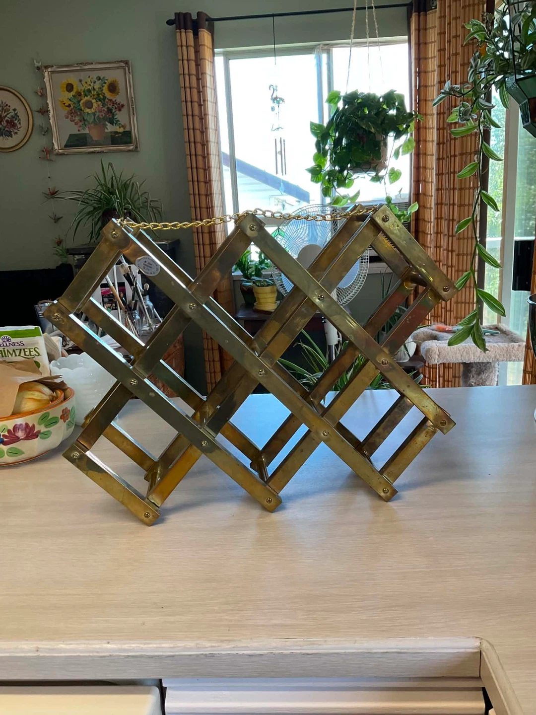 Vintage MCM Brass Folding Wine Rack - photo 5