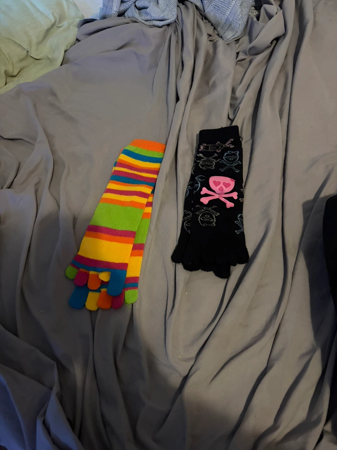 Toe Socks - Rainbow Stripes & Skull Print