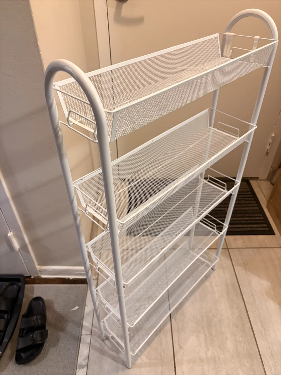White 4-Tier Mesh Shelf Unit