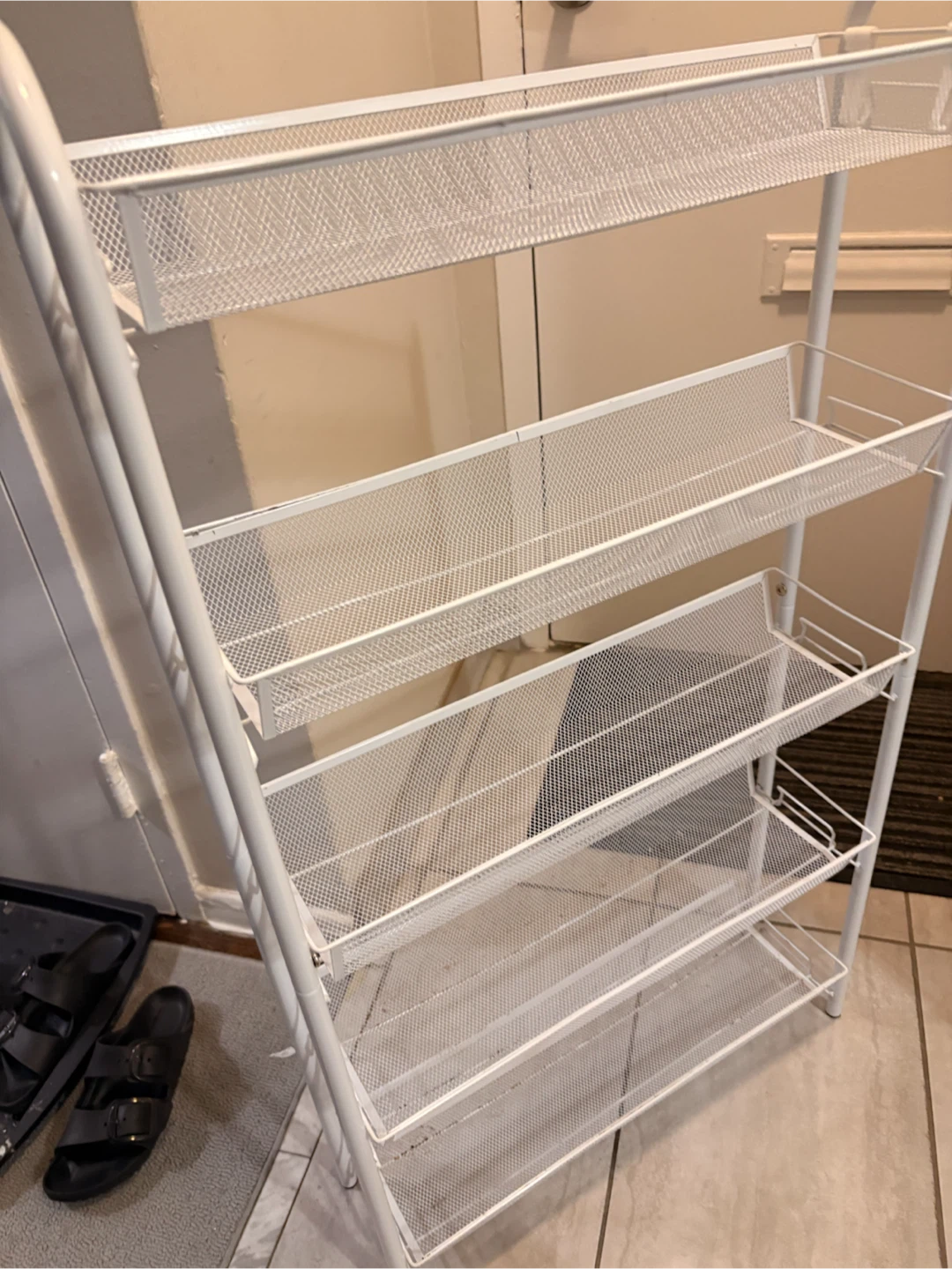 White 4-Tier Mesh Shelf Unit - photo 2