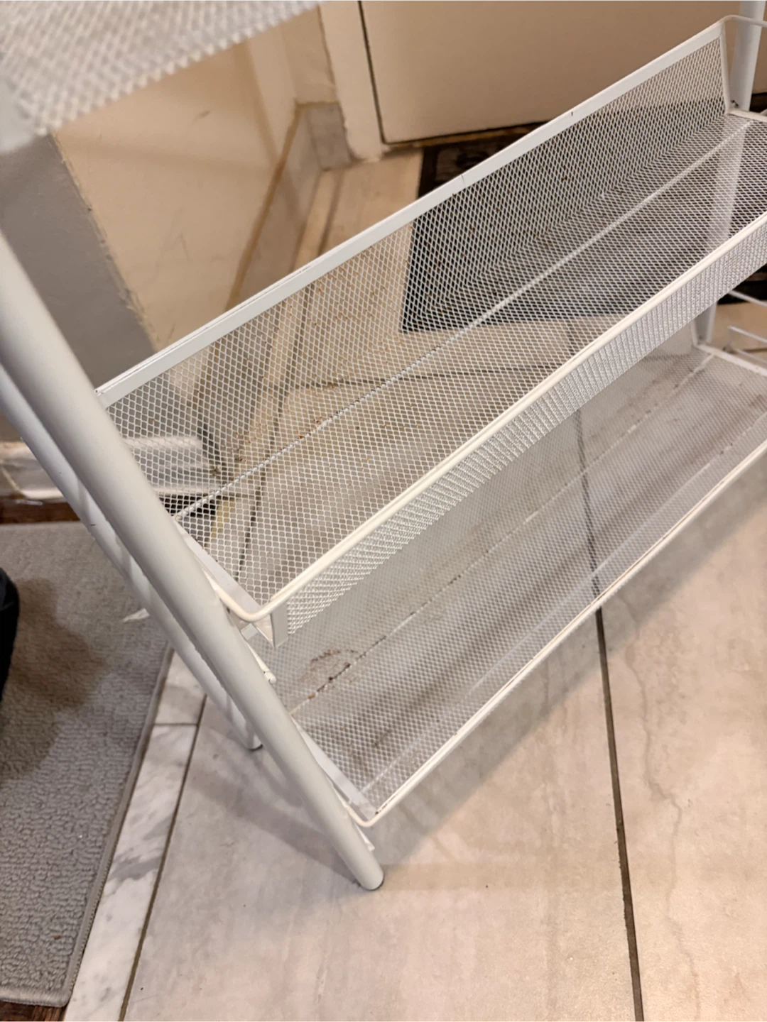 White 4-Tier Mesh Shelf Unit - photo 3