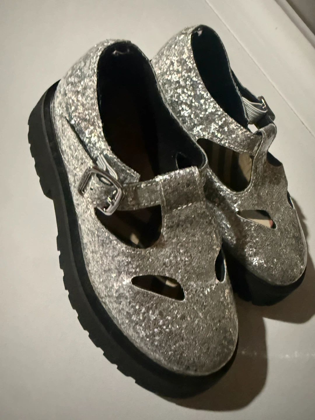 Burberry Glitter Mary Jane Platform Shoes