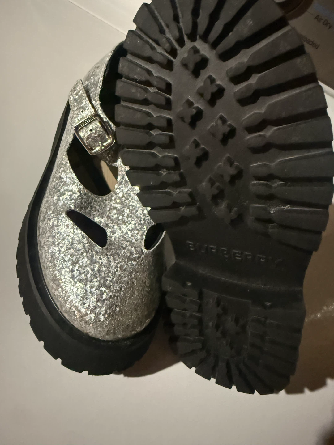 Burberry Glitter Mary Jane Platform Shoes - photo 2