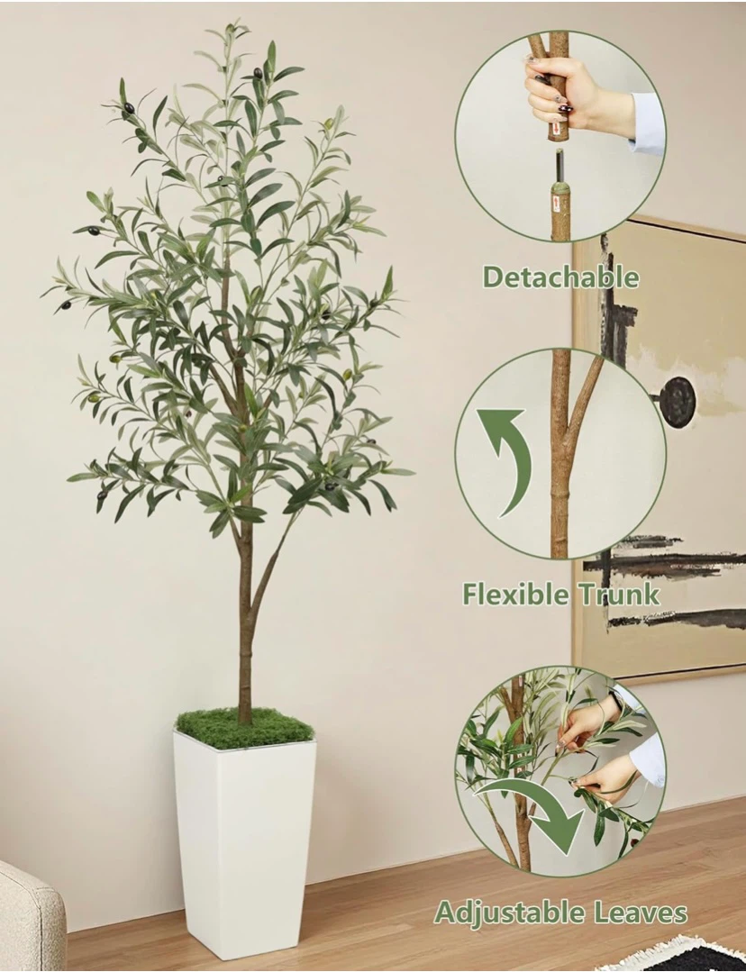 New 6ft Artificial Olive Tree in White Planter - photo 5