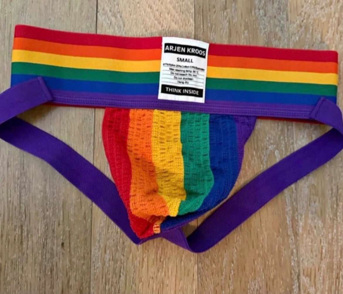 $7 Pride gay rainbow Men's Arjen Kroos Rainbow Jockstrap Sz S