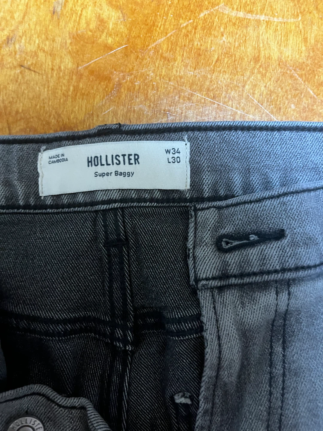 Hollister Super Baggy Grey Jeans W34 L30