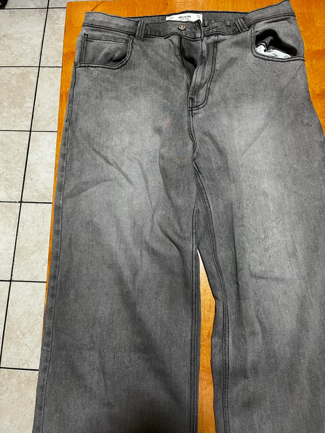 Hollister Super Baggy Grey Jeans W34 L30 - photo 3