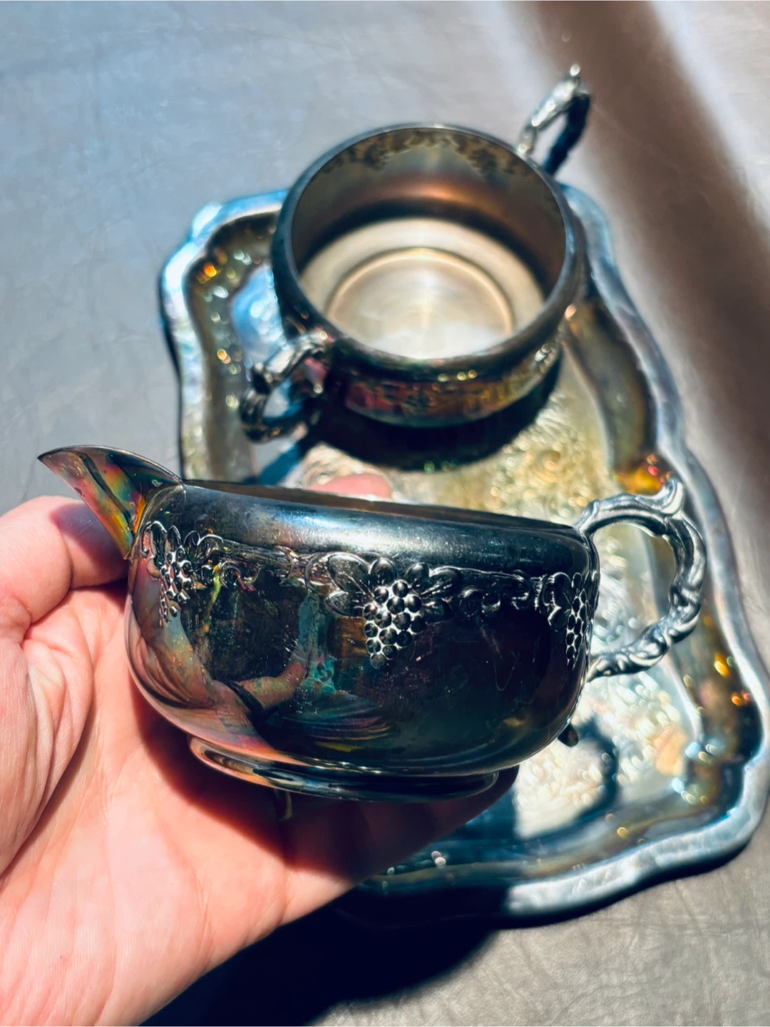 Vintage Viking Plate Silver Plated Cream/Sugar/Tray/Spoons Set - photo 4