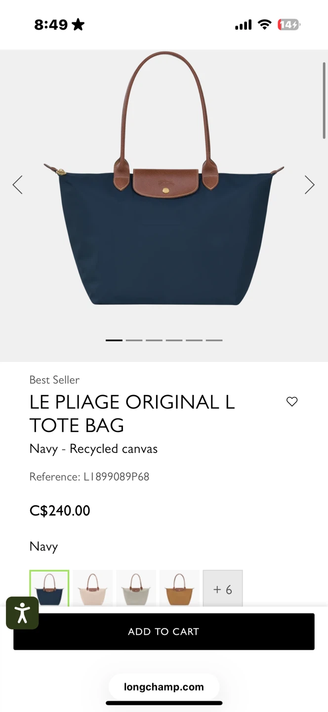Longchamp Le Pliage Original L Tote Bag - Navy