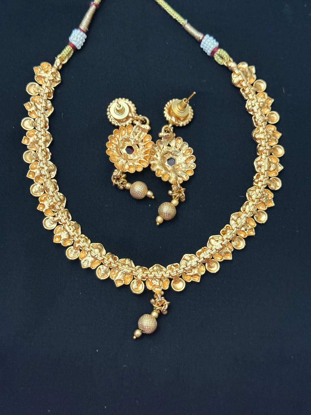 Indian Traditional Gold plated heritage necklace wait earrings - photo 4