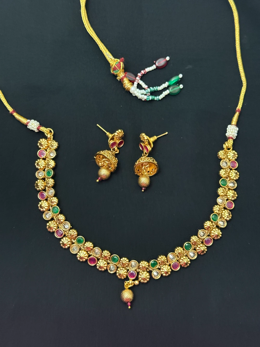 Indian Traditional Gold plated heritage necklace with earrings
