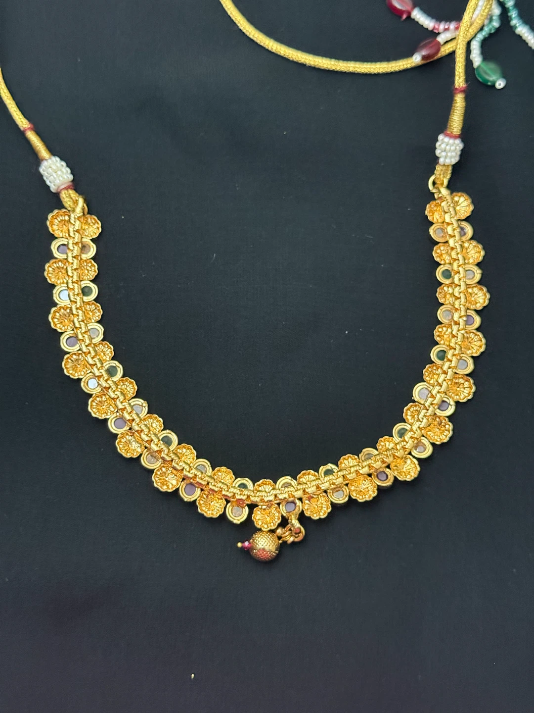 Indian Traditional Gold plated heritage necklace with earrings - photo 4