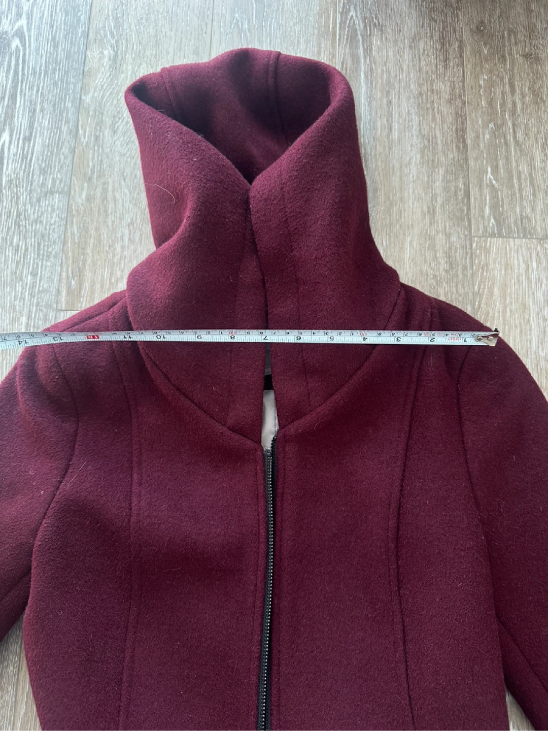 SOIA & KYO Burgundy Wool Blend Coat with Hood - photo 5