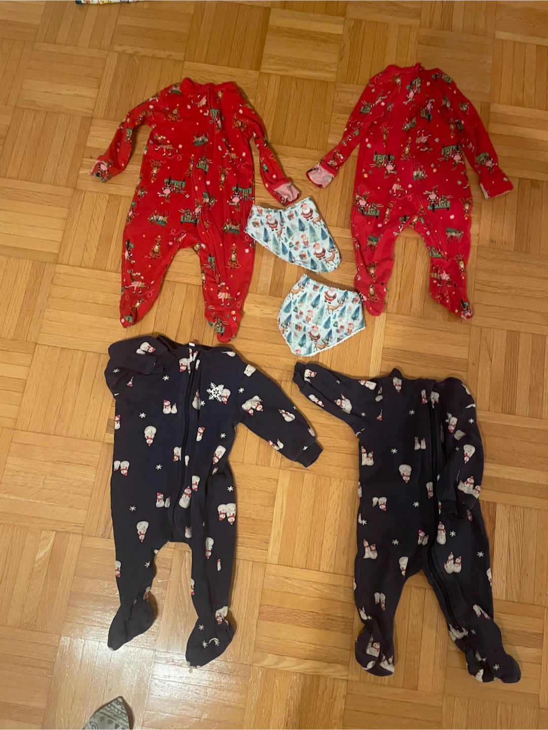 Matching twins Christmas sleepers 3-6M