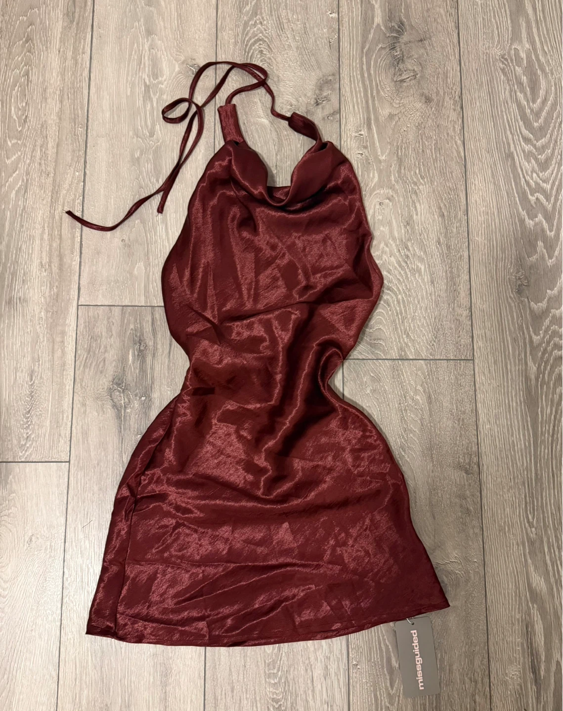 Missguided Burgundy Satin Mini Dress BNWT