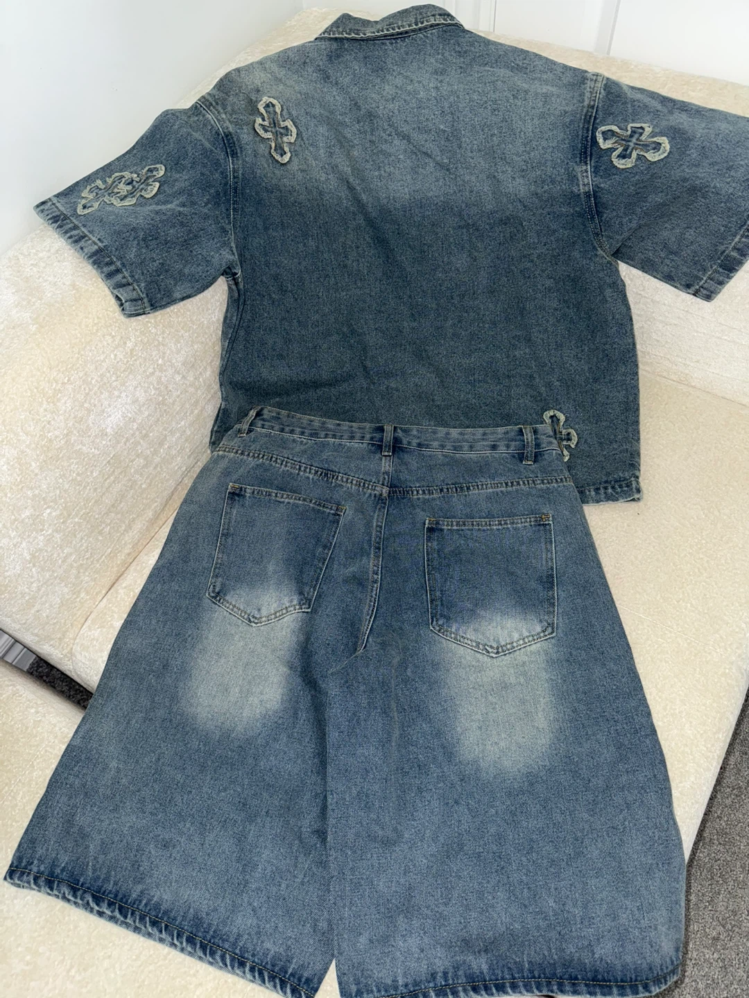 Denim Shirt and Shorts Set. Size L - photo 4