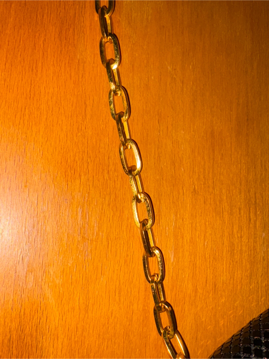 Vintage Black Shimmer Mesh Clutch with Gold Chain - photo 3