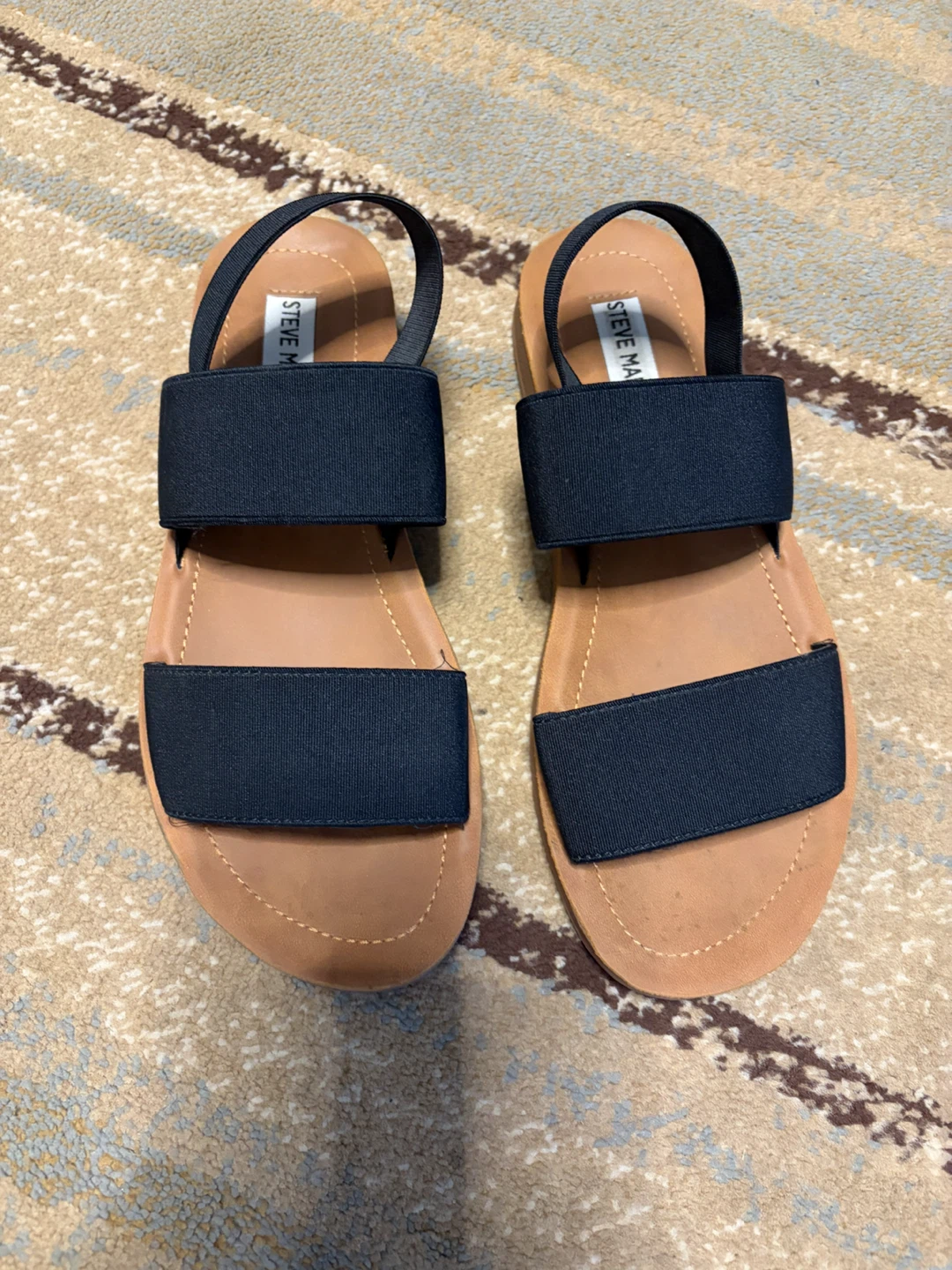 Steve Madden Black Elastic Strap Sandals