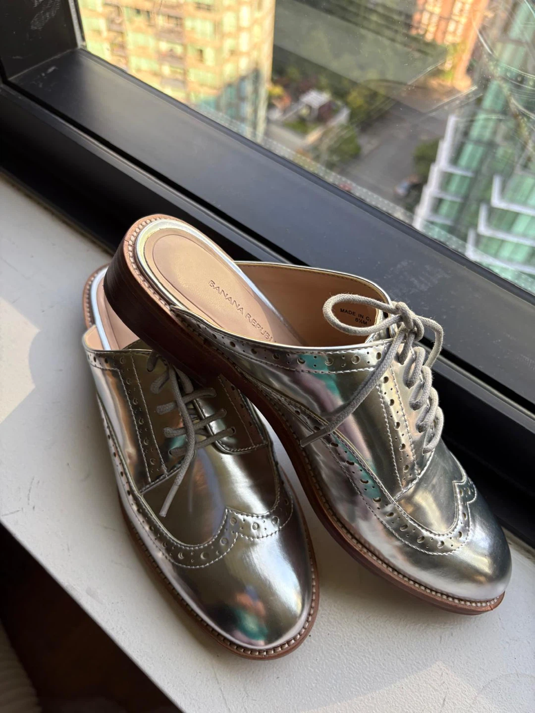 Banana Republic Silver Mules