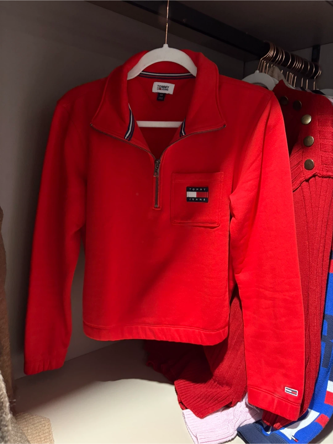 Tommy Jeans Red 1/4 Zip Sweatshirt