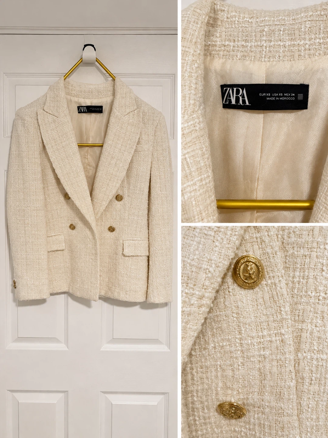 Zara Tweed Double-Breasted Blazer