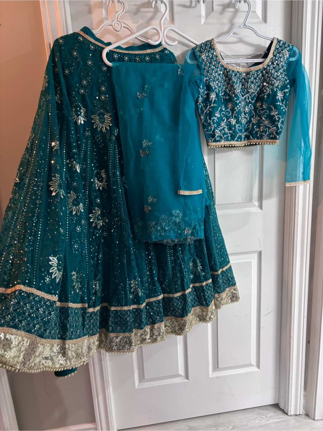 Teal Embroidered Lehenga Choli with Dupatta
