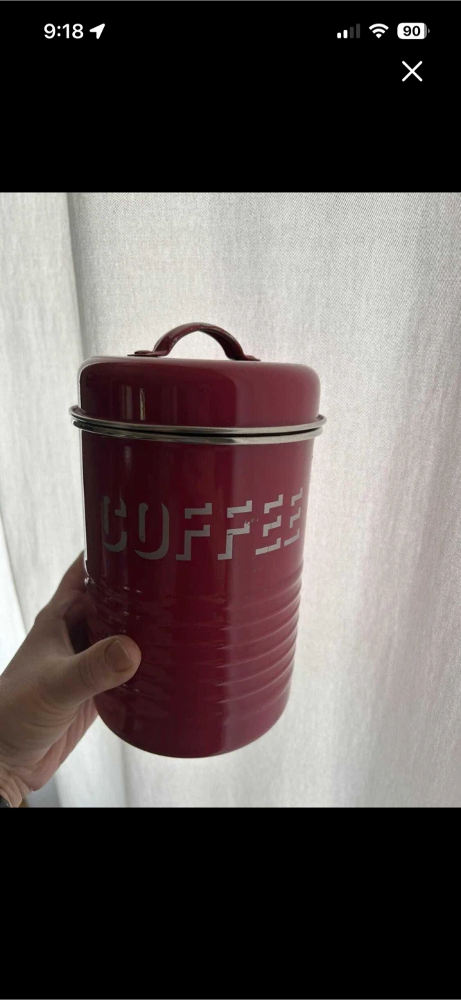 Vintage look red coffee canister