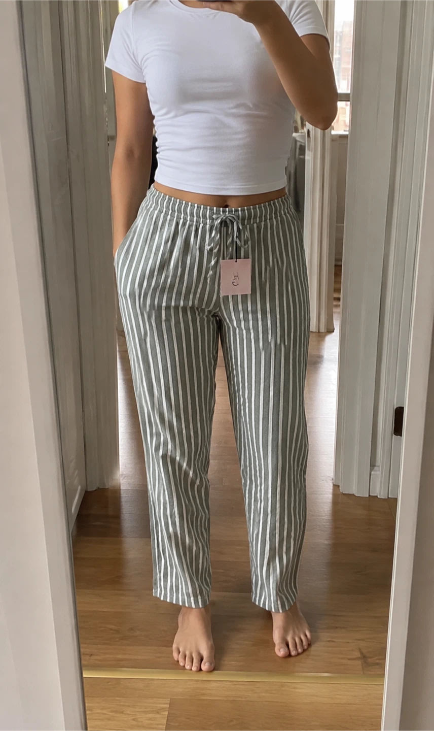 Happily Grey Striped Linen Blend Pants - photo 3