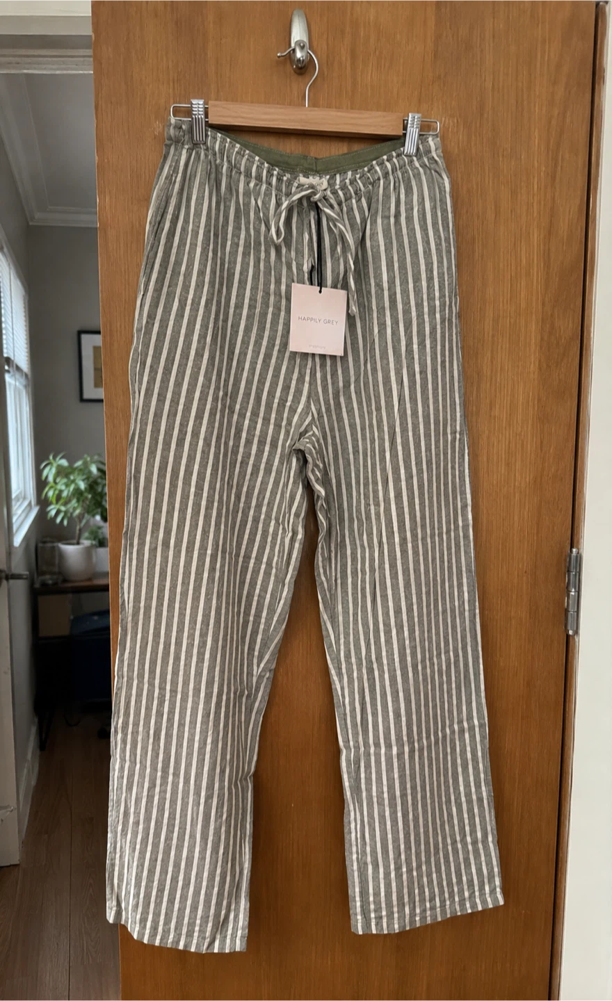 Happily Grey Striped Linen Blend Pants - photo 4