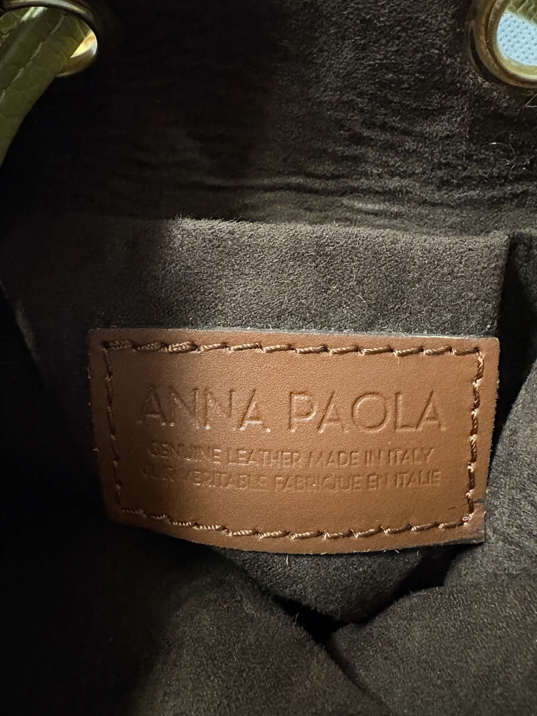 Anna Paola Olive Green Italian Leather Bucket Bag - photo 4